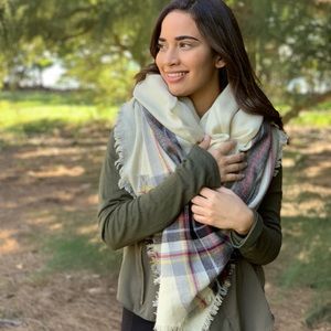 Blanket Scarf Beige Over Size Blanket Sacrf